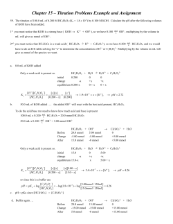Chapter 15 &ndash; Titration Problems Example and Assignment