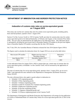 Indexation of customs duty rates on excise