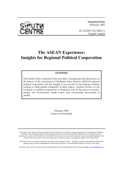 The ASEAN Experience: Insights for Regional