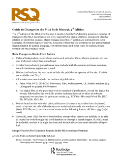 Guide to Changes in the MLA Style Manual, 3rd Edition