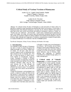 Critical Study of Various Versions of Ramayana