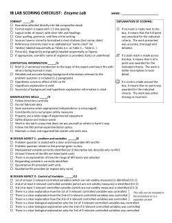 IB LAB SCORING CHECKLIST: Enzyme Lab