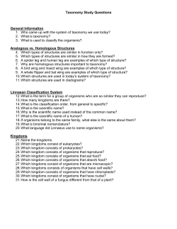 Taxonomy Study Questions