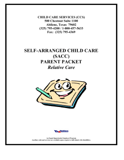 SELF-ARRANGED CHILD CARE - Workforce Solutions of West