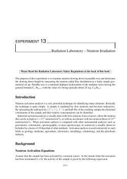 EXPERIMENT 13 Radiation Laboratory &ndash; Neutron Irradiation