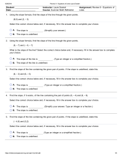 Review 8: Equations of Lines