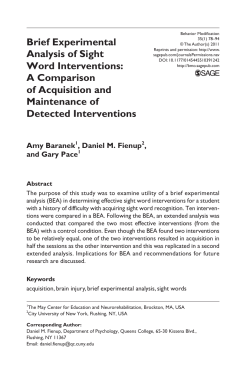 Brief Experimental Analysis of Sight Word Interventions: A