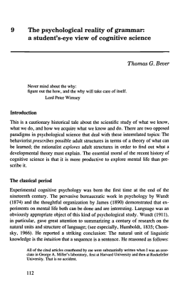 Early History of Copgnitive Science