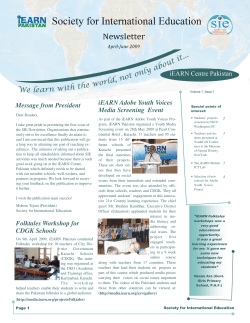 Message from President Folktales Workshop for CDGK Schools