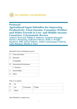 Protocol: Agricultural Input Subsidies for improving Productivity