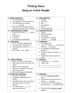 Thinking Stems Being an Active Reader
