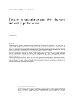 Taxation in Australia up until 1914: the warp and weft of