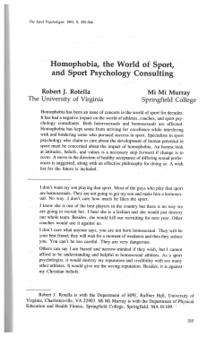 Homophobia, the World of Sport, and Sport Psychology Consulting