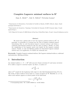 Complete Laguerre minimal surfaces in R3 1 Introduction