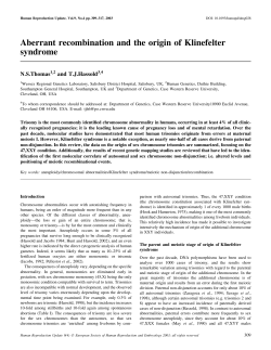 Aberrant recombination and the origin of Klinefelter syndrome
