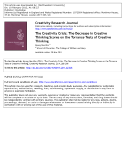Creativity Research Journal The Creativity Crisis: The Decrease in