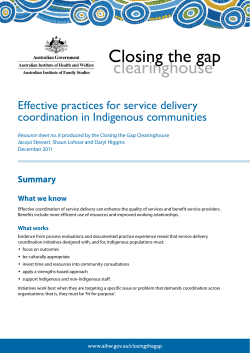 Effective practices for service delivery coordination in Indigenous