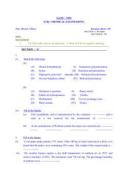 GATE 1991 : Chemical Engineering