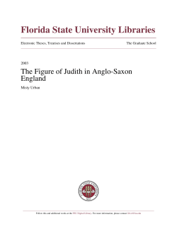 The Figure of Judith In Anglo-Saxon England - DigiNole!