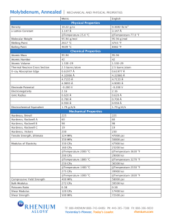 Molybdenum - Rhenium Alloys, Inc.