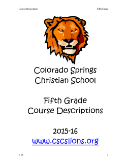 5th Grade Course Description - Colorado Springs Christian Schools