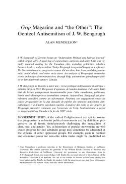 Grip Magazine and &ldquo;the Other&rdquo;: The Genteel Antisemitism of J. W.