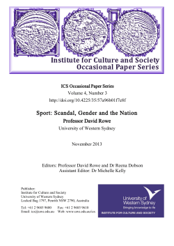 Sport: Scandal, Gender and the Nation