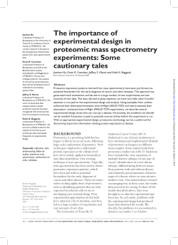The importance of experimental design in proteomic