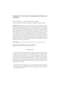STABILITY OF COCAINE IN PHOSPHATE BUFFER AND IN URINE*