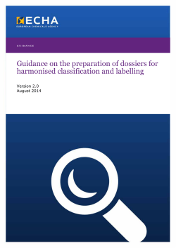 Guidance on the preparation of dossiers for harmonised