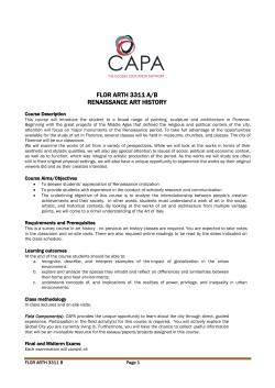 FLOR ARTH 3311 A/B RENAISSANCE ART HISTORY
