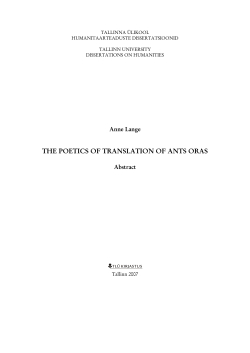the poetics of translation of ants oras