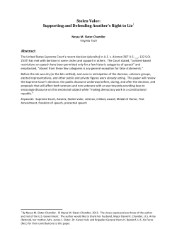 Stolen Valor: Supporting and Defending Another`s Right to Lie1