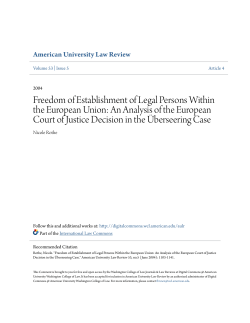 Freedom of Establishment of Legal Persons Within the European