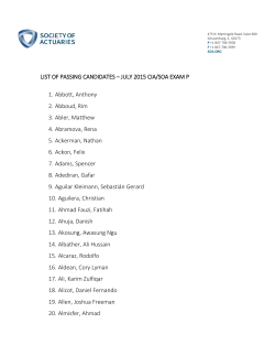 JULY 2015 EXAM P CIA/SOA PASS LIST