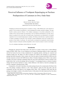 Perceived Influence of Toothpaste Repackaging on Purchase