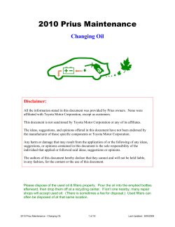 2010 Prius Maintenance: Oil Change