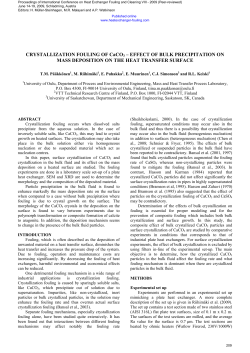CRYSTALLIZATION FOULING OF CaCO3 &ndash; EFFECT OF BULK