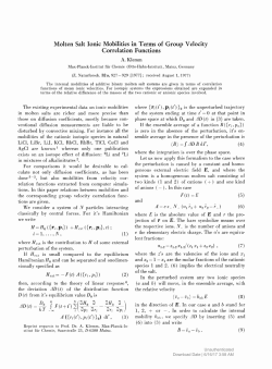 M olten Salt Ionic M obilities in T erm s of G roup V