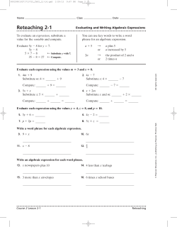 Chapter 2 Reteaching - Lewis