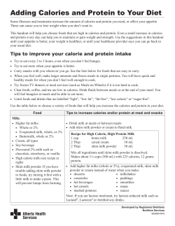 Adding Calories and Protein In Your Diet