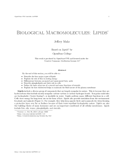 Biological Macromolecules: Lipids