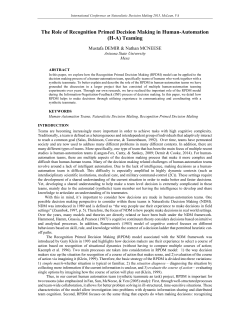 The Role of Recognition Primed Decision Making in Human