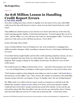 An $18 Million Lesson in Handling Credit Report Errors
