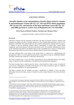 Scientific Opinion on the substantiation of health claims related to