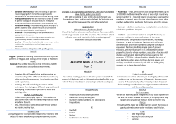 Class Term Plan for Autumn Term 2016