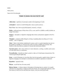 terms to know for our poetry unit