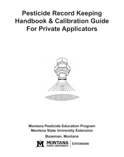 Record Keeping Booklet - Pesticide Education Program