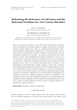 Reframing the Relevance of Calvinism and the