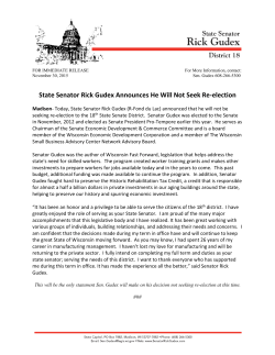 State Senator Rick Gudex Announces He Will Not Seek Re